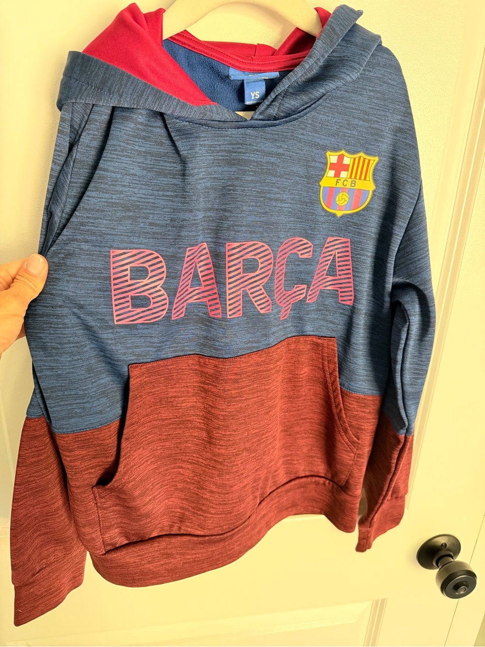 FC Barcelona Kids Two-Tone Blue and Maroon Pullover Hoodie